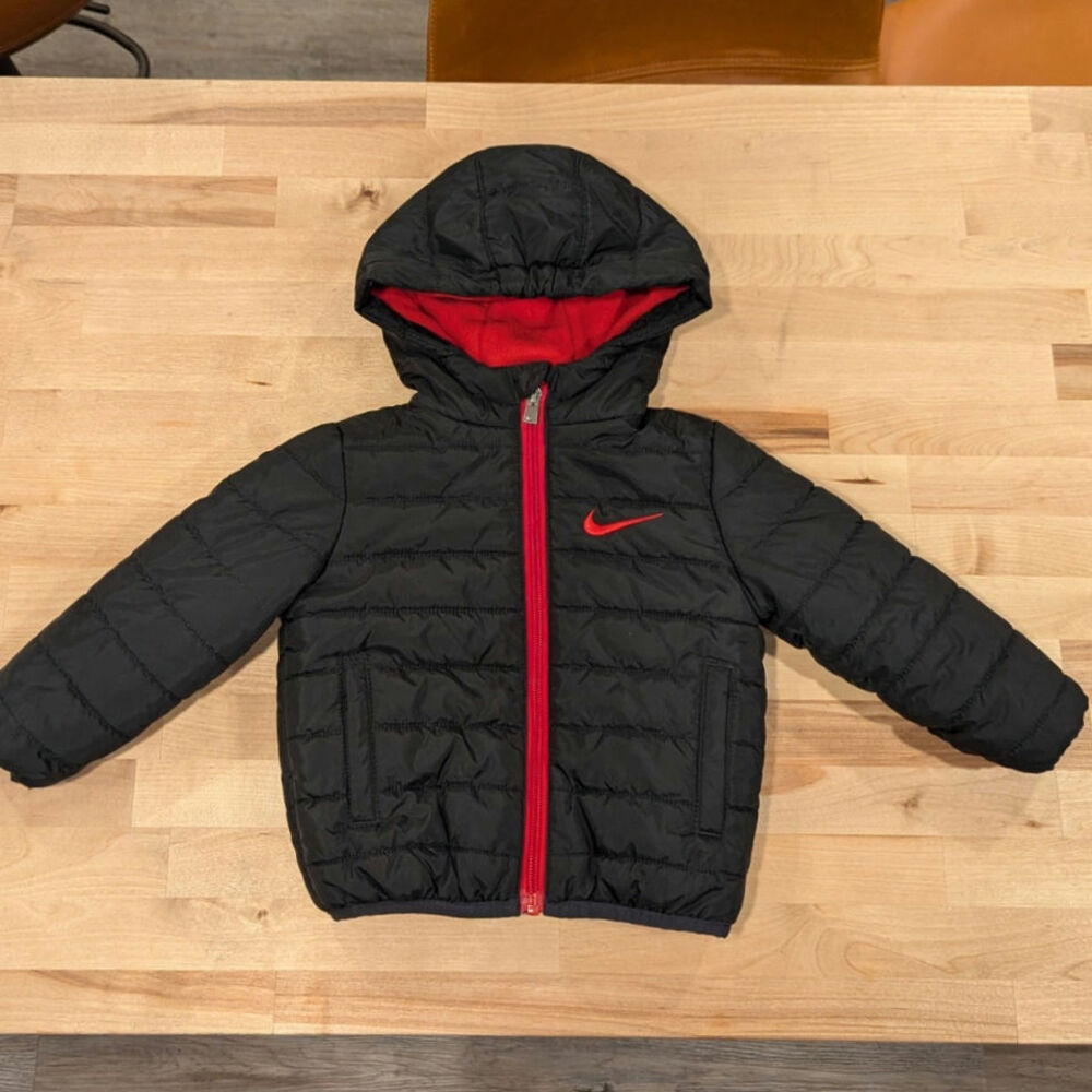 Nike Puffer Infant Baby Jacket Black Red Size 12 Month